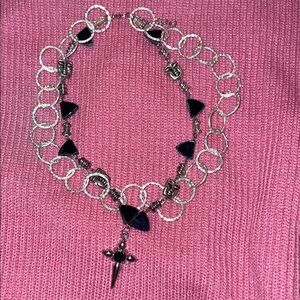 Silver and Black Women's Gothic Cross Necklace